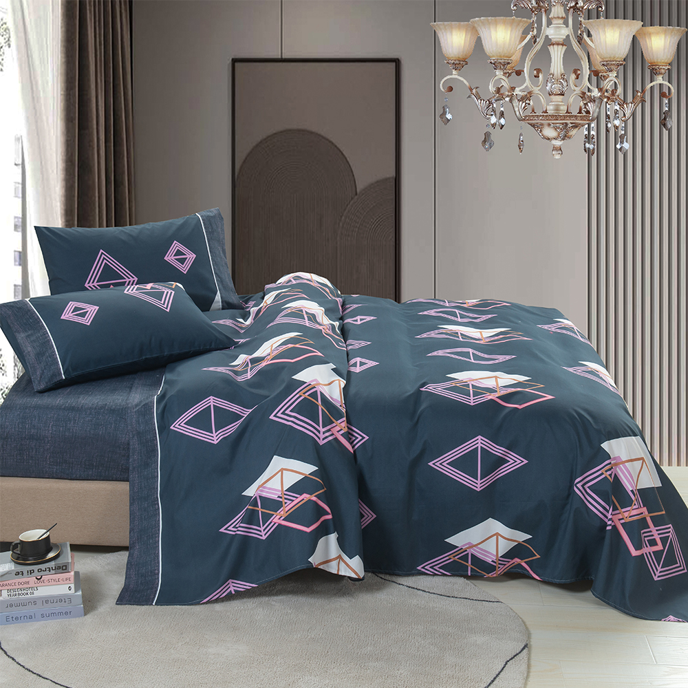 99,99% polyester twill verspreid gedrukt 4 pcs bedblakens ingesteld